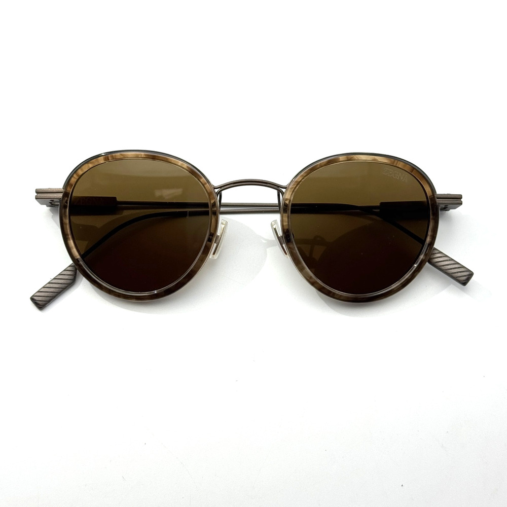 Ermenegildo Zegna Sunglasses EZ0276 50E Havana Brown Round Frame Brown Lens 46mm